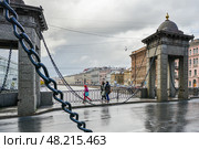 Река Фонтанка. Мост Ломоносова в Петербурге (2013 год). Стоковое фото, фотограф Александр Алексеев / Фотобанк Лори