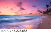 purples pastel beach ai generated. Стоковое AI-изображение, AI-художник Vectorwin / Фотобанк Лори