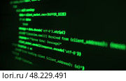 Green programming Code on Dark Screen Background. Стоковое видео, видеограф Arsenii Palivoda / Фотобанк Лори