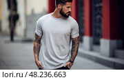 fashion heather grey tshirt ai generated. Стоковое AI-изображение, AI-художник Vectorwin / Фотобанк Лори