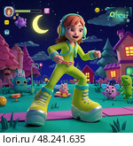Nightly Quest: Gaming in a Dream World. Стоковое AI-изображение, AI-художник Владислав Черноусов / Фотобанк Лори
