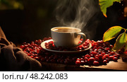 robusta coffee fruit ai generated. Стоковое AI-изображение, AI-художник Vectorwin / Фотобанк Лори