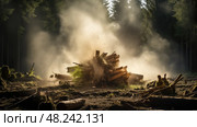 forest felling a tree ai generated. Стоковое AI-изображение, AI-художник Vectorwin / Фотобанк Лори