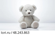 fluffy bear white background ai generated. Стоковое AI-изображение, AI-художник Vectorwin / Фотобанк Лори