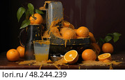 spoiled sick orange juice ai generated. Стоковое AI-изображение, AI-художник Vectorwin / Фотобанк Лори