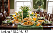 irish st patricks day table ai generated. Стоковое AI-изображение, AI-художник Vectorwin / Фотобанк Лори