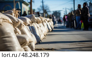 blockade sand bags ai generated. Стоковое AI-изображение, AI-художник Vectorwin / Фотобанк Лори