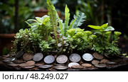 jade coin plant ai generated. Стоковое AI-изображение, AI-художник Vectorwin / Фотобанк Лори