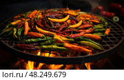 grill chili on fire ai generated. Стоковое AI-изображение, AI-художник Vectorwin / Фотобанк Лори