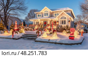 wonderland decorated christmas house ai generated. Стоковое AI-изображение, AI-художник Vectorwin / Фотобанк Лори