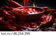 fiery red chilis ai generated. Стоковое AI-изображение, AI-художник Vectorwin / Фотобанк Лори