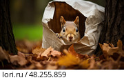 open yard waste paper bag ai generated. Стоковое AI-изображение, AI-художник Vectorwin / Фотобанк Лори