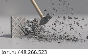 Animation of breaking a wall 3d with a hammer. Стоковая анимация, аниматор Сергей Чубаров / Фотобанк Лори