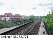 Станция Петровско-Разумовская Октябрьской Железной Дороги, МЦД, D3. Бывшее здание вокзала (улица Линии Октябрьской Железной Дороги, 1Б), 1896 года. Редакционное фото, фотограф Алёшина Оксана / Фотобанк Лори