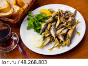Fried fish red mullet. Стоковое фото, фотограф Яков Филимонов / Фотобанк Лори