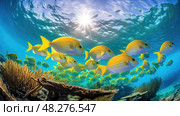 reef golden pompano ai generated. Стоковое AI-изображение, AI-художник Vectorwin / Фотобанк Лори
