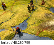 Макет расселения разных народов, фрагмент. Экспозиция "Кладовая старинных монет". Национальный музей Республики Татарстан, город Казань, Россия (2023 год). Редакционное фото, фотограф Щеголева Ольга / Фотобанк Лори