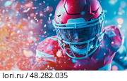 Triumphant Gridiron Gladiator: Celebration of Achievement in Sports. Стоковое AI-изображение, AI-художник Данила Большаков / Фотобанк Лори