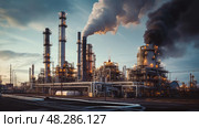 distillation oil and gas refinery ai generated. Стоковое AI-изображение, AI-художник Vectorwin / Фотобанк Лори