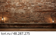 architectural light brown brick wall ai generated. Стоковое AI-изображение, AI-художник Vectorwin / Фотобанк Лори