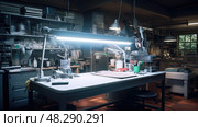 laboratory florescent light ai generated. Стоковое AI-изображение, AI-художник Vectorwin / Фотобанк Лори