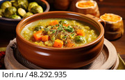 smooth sweet potatoes brussel sprouts ai generated. Стоковое AI-изображение, AI-художник Vectorwin / Фотобанк Лори