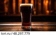 frosted dark beer pint. Стоковое AI-изображение, AI-художник Vectorwin / Фотобанк Лори