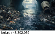contamination sewage water. Стоковое AI-изображение, AI-художник Vectorwin / Фотобанк Лори