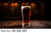 creamy dark beer pint. Стоковое AI-изображение, AI-художник Vectorwin / Фотобанк Лори
