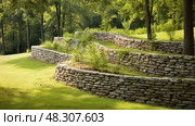 curved retaining wall. Стоковое AI-изображение, AI-художник Vectorwin / Фотобанк Лори