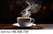 brew coffee aroma ai generated. Стоковое AI-изображение, AI-художник Vectorwin / Фотобанк Лори