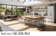 island kitchen area office ai generated. Стоковое AI-изображение, AI-художник Vectorwin / Фотобанк Лори