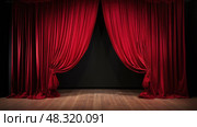 theater stage with red curtains ai generated. Стоковое AI-изображение, AI-художник Vectorwin / Фотобанк Лори