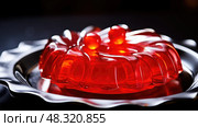 dessert red jello ai generated. Стоковое AI-изображение, AI-художник Vectorwin / Фотобанк Лори