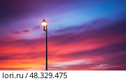 suncontrast road light pole ai generated. Стоковое AI-изображение, AI-художник Vectorwin / Фотобанк Лори