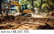 smoothing construction house excavator ai generated. Стоковое AI-изображение, AI-художник Vectorwin / Фотобанк Лори