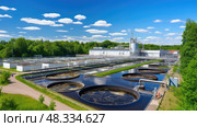 aeration water treatment facility ai generated. Стоковое AI-изображение, AI-художник Vectorwin / Фотобанк Лори