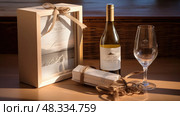 gift wine present ai generated. Стоковое AI-изображение, AI-художник Vectorwin / Фотобанк Лори