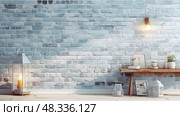 faded light blue brick wall ai generated. Стоковое AI-изображение, AI-художник Vectorwin / Фотобанк Лори