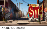 colorful stop sign road ai generated. Стоковое AI-изображение, AI-художник Vectorwin / Фотобанк Лори