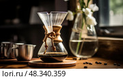 grind coffee brewing ai generated. Стоковое AI-изображение, AI-художник Vectorwin / Фотобанк Лори
