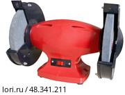Красный электрический точильный станок на белом фоне. A red electric sharpener on a white background. Стоковое фото, фотограф Татьяна Д / Фотобанк Лори