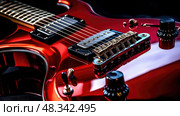 strings red electric guitar ai generated. Стоковое AI-изображение, AI-художник Vectorwin / Фотобанк Лори