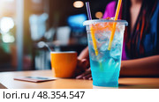 focus drink water at work ai generated. Стоковое AI-изображение, AI-художник Vectorwin / Фотобанк Лори