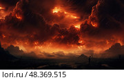 inferno raining fire ai generated. Стоковое AI-изображение, AI-художник Vectorwin / Фотобанк Лори