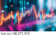 Stock Market Analysis Chart Indicating Volatility and Growth. Стоковое AI-изображение, AI-художник Данила Большаков / Фотобанк Лори