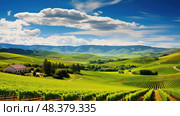 grapes wine fields ai generated. Стоковое AI-изображение, AI-художник Vectorwin / Фотобанк Лори
