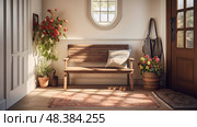 rustic house foyer ai generated. Стоковое AI-изображение, AI-художник Vectorwin / Фотобанк Лори
