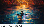 pool floating on water ai generated. Стоковое AI-изображение, AI-художник Vectorwin / Фотобанк Лори