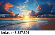 tranquil sunburst blue ai generated. Стоковое AI-изображение, AI-художник Vectorwin / Фотобанк Лори